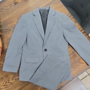 Boys Charcoal Lightweight Jacket And Pant Suit
